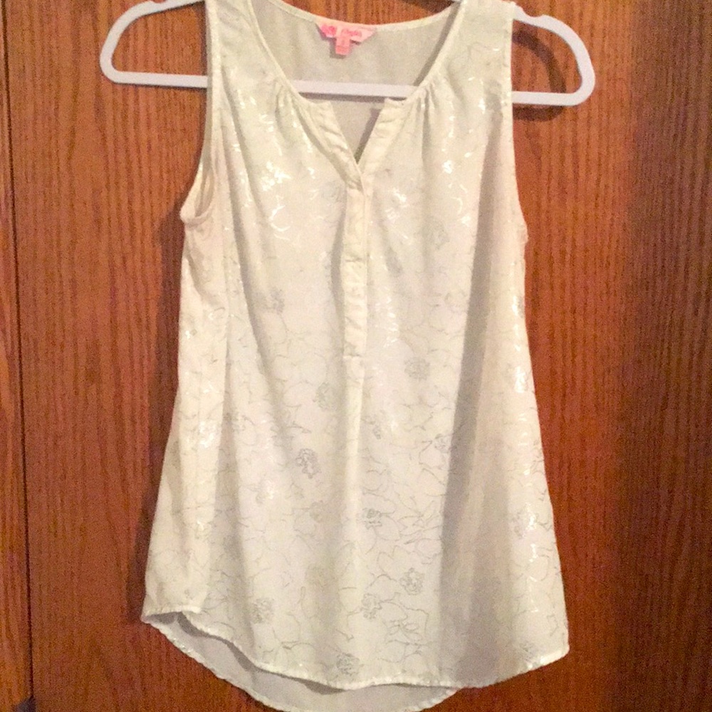 Candie’s White Blouse with Silver Floral Detail